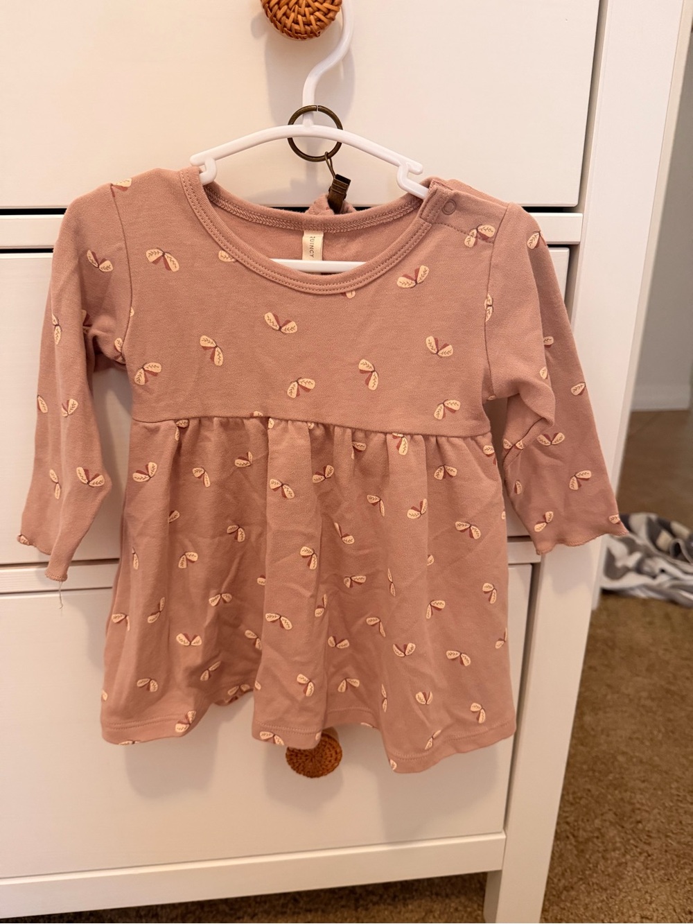 Quincy Mae Dusty Rose Long-Sleeve Floral Dress